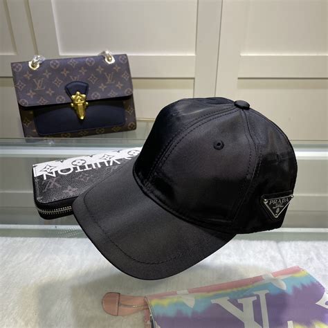 prada triangle logo cap|Black Drill Baseball Cap .